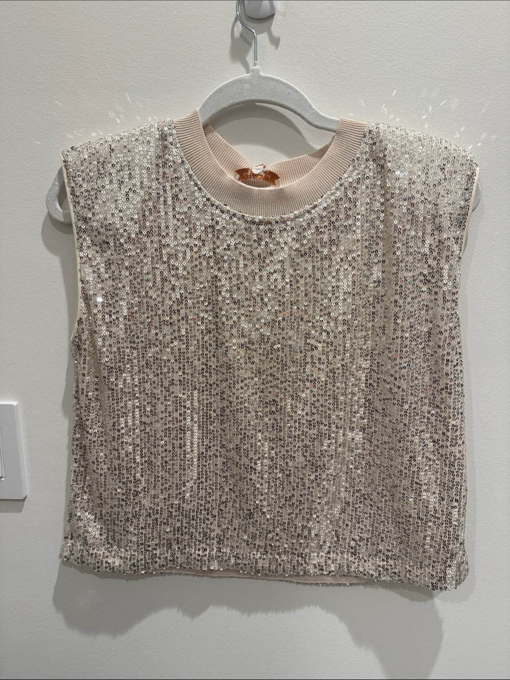 Skies Are Blue Champagne Sequin Tank Top